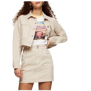 TopShop Cream Cropped Denim Jacket  NWT